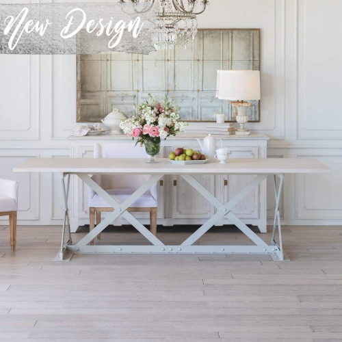 Eloquence® Vesuvio Dining Table in Nimbus Grey with Pine Blanc Finish