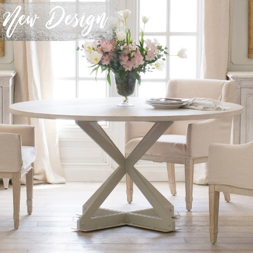 Eloquence® Round Vesuvio Dining Table in Nimbus Grey with Pine Blanc Finish