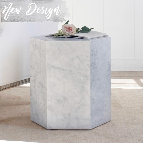 Eloquence® Trevi Petite Side Table in White Carrara Marble