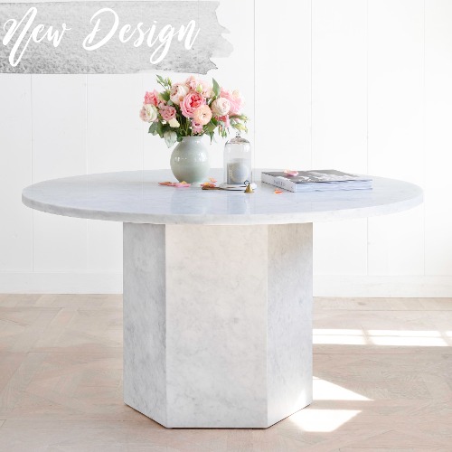 Eloquence® Trevi Dining Table in White Carrara Marble