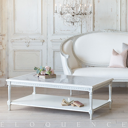 Eloquence® Grande Le Courte 커피테이블: Silver &amp; Antique White Two-Tone Finish